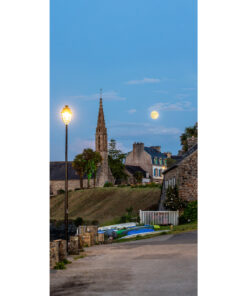 Landévennec : La Pleine Lune et l'église Notre-Dame