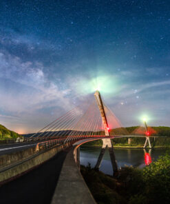 Rosnoën : Voie lactée sur le Pont de Térénez